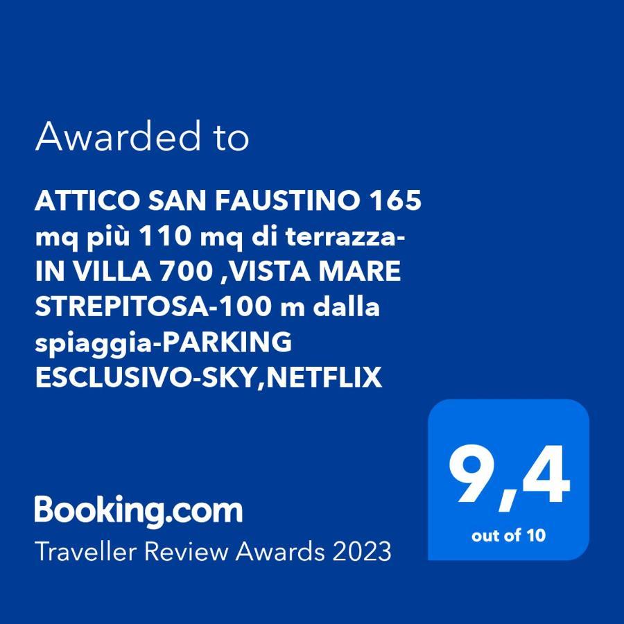 Welcome Riviera - Attico San Faustino 165 Mq Piu 110 Mq Di Terrazza- In Villa 700 ,Vista Mare Strepitosa-100 M Dalla Spiaggia-Parking Esclusivo ราปาลโล ภายนอก รูปภาพ
